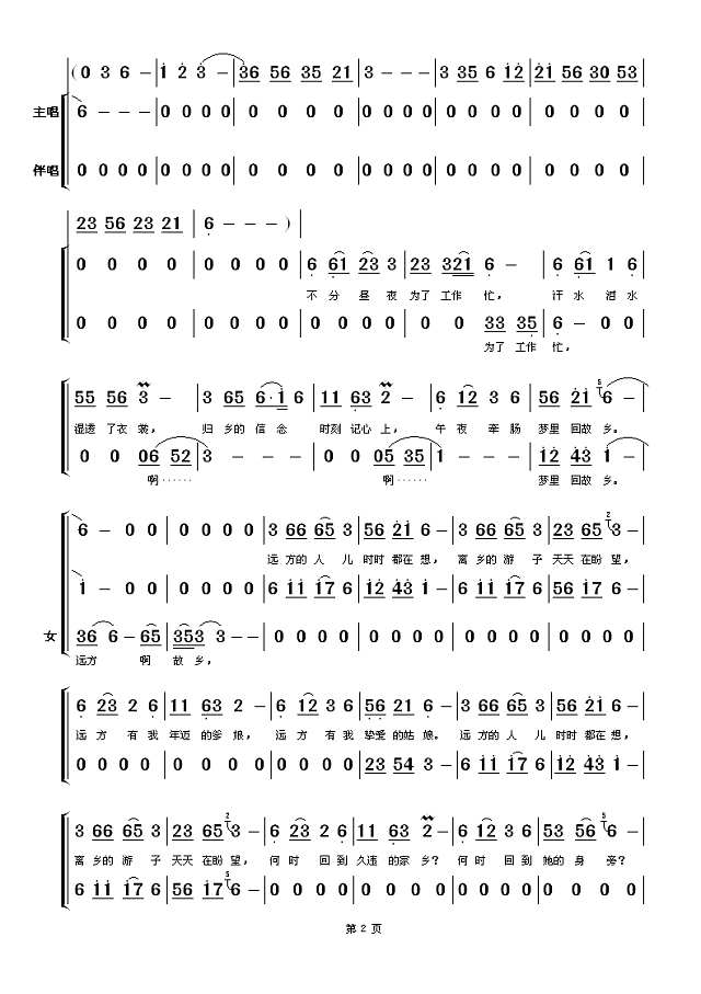 梦里回故乡（带伴唱）简谱