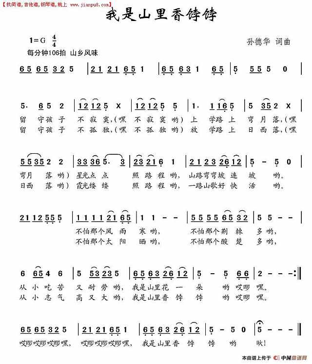 我是山里香饽饽简谱