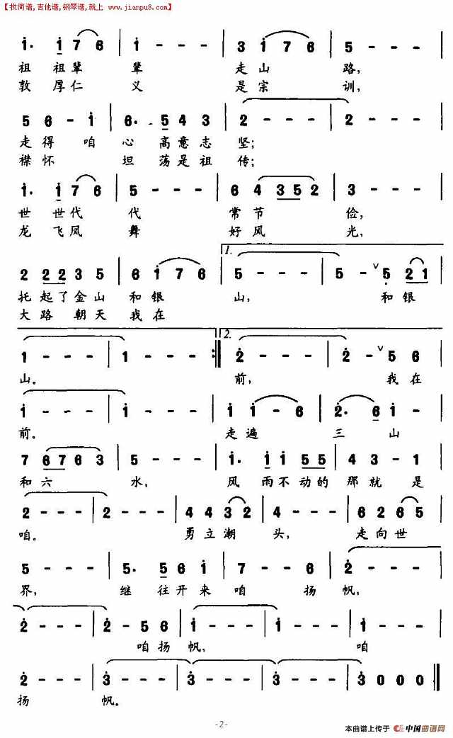 大路朝天我在前简谱