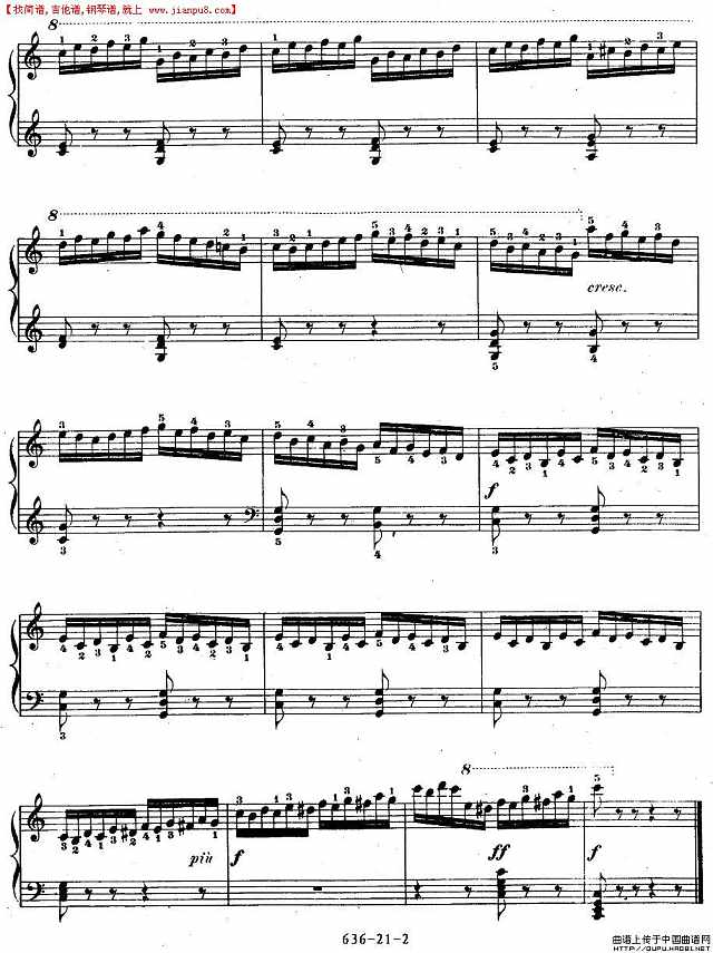 《车尔尼钢琴手指灵巧初步练习曲》OP.636-21简谱